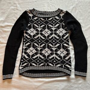 Blush Black & White Patterned Long Sleeve Knit Pullover Sweater Size M